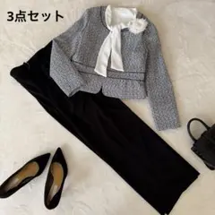 セレモニー3点セット ママスーツ S M卒園式 卒業式 入学入園式 ボウタイ