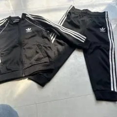 adidas キッズ ジャージ 上下セット ブラック