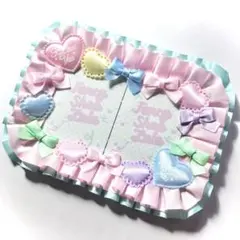 【311】B7 硬質カードケースデコ トレカケースデコ レースデコ【ピンク緑】