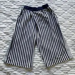 マーキーズ ストライプ ガウチョパンツ　150 ネイビー サイドライン　シルバー