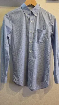 【美品】UNIQLO スリムフィット 長袖シャツ Sサイズ ブルー チェック