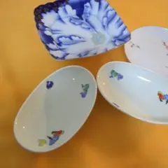 深川製磁 有田焼 和食器 皿 小鉢 4点セット 花柄