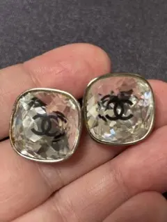 CHANEL クリスタルカットピアス CCロゴ