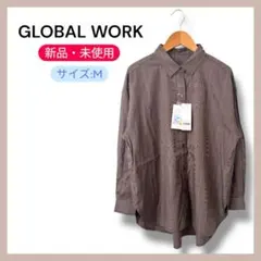 新品 GLOBAL WORK 365日マイスタイルシャツ M ブラウン系チェック