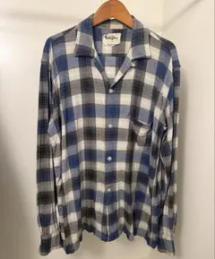 60s vintage レーヨンシャツ オンブレチェック シャドーチェック