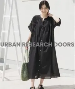 UR DOORSコットンボイルロールアップハーフスリーブワンピース夏服冷感着回し