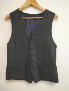 ikkaイッカ　ヘリンボーン柄ベスト　サイズL　ブラック