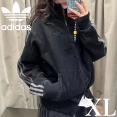 新品XL⭐️adidasアディカラー デニム ファイヤーバード トラックトップ 黒