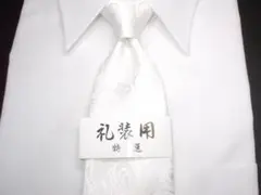 90 新品 礼装用ネクタイ 日本製ホワイト白ペイズリー未使用フォーマル系
