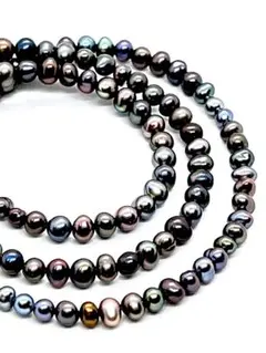 【超希少テリ最強】黒本真珠ピーコックブラックベビーパールネックレス　マルチカラー