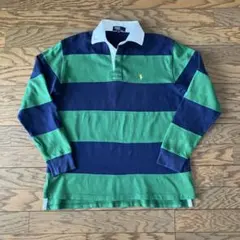 POLO RALPH LAUREN ラガーシャツ 160 グリーン×ネイビー