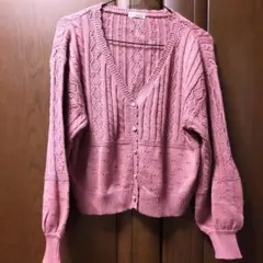 ピンク Vネック カーディガン