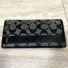 COACH 長財布　メンズ　モノグラム　ブラック✖️グレー　レザー