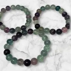 【美発色】フローライト ブレスレット 3本セット 10mm 16cm 天然石