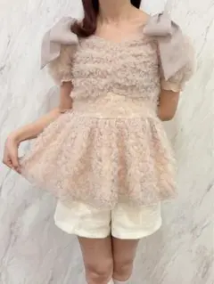 Anmille アンミール フラワーチュールペプラムトップス ピンク - メルカリ