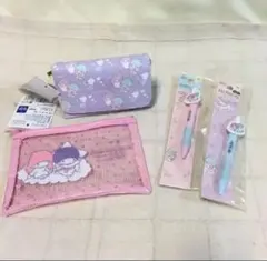 新品サンリオ　ボールペン　文房具　シャープペン　ポーチ　ミラー小物入れ
