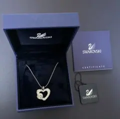 Swarovski ハート&オープンハートクリスタルネックレス箱・ブック付き刻印