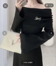 mily bilet オフショルダー ブラックニットワンピース XLサイズ