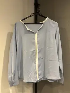 配色ブラウス きれいめ オフィス 上品 キーネック 長袖 レディース ピエロ