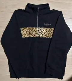 supreme ハーフジップ トレーナー Large 黒/レオパード シュプリーム SUPREME ハーフジップトレーナー 黒 茶 S トップス