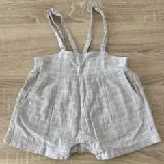 【美品】バースデイ グレー チェック柄 サロペット 80cm