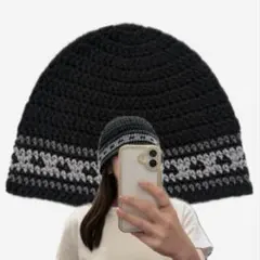 クラッシャーハット ビーニー ブラック 男女兼用 ストリート クロシェハット