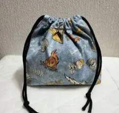 デニム柄巾着袋　ハンドメイド