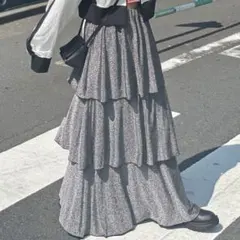 CIAOPANICラメフリルロングスカート