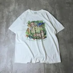 00's anvil アニマル ヒョウ 鳥 サル ジャングル Tシャツ XL 白