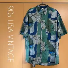 90s USA VINTAGE 総柄 半袖シャツ