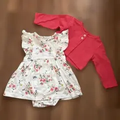 Carter's カーターズ　花柄ドレスと赤カーディガン2点セット３M（６０㎝）