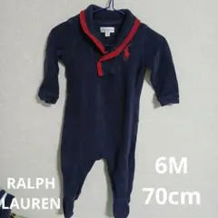 Ralph Lauren ネイビー足カバー付きロンパース 6M