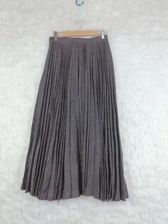グレー ウール混紡 プリーツロングスカート M