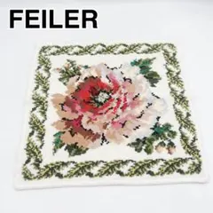 極美品 FEILER フェイラー シュニール織 花柄刺繍 タオルハンカチ