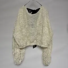 ZARA レーストップス 長袖 ホワイト ブラックリボン