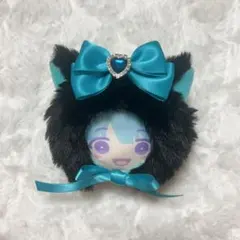 ぬい服　被り物　ブラック×ターコイズ　10cm にじぱぺっと　おまんじゅう