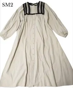 【サマンサモスモス】 配色レースピンタックワンピース ロング キナリ フリー