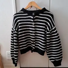 ボーダーニットカーディガン 長袖