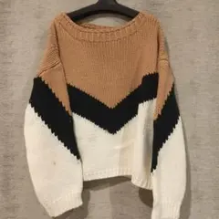 バイカラーニットセーター
