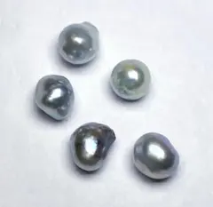 N2111 大珠あこや真珠ナチュラルグレー無穴10ー11mm 5個