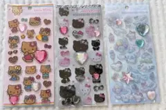 キラキララインストーンシール　日焼けキティーゼブラ、シナモロール　３枚セット