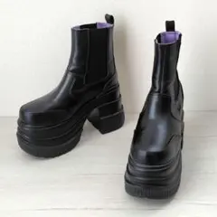 未使用級✨️YOSUKE【L】厚底 サイドゴアブーツ　ショートブーツ　ブラック