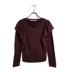 ebony eyes ニット F ボルドー フリル 長袖 あったか カジュアル