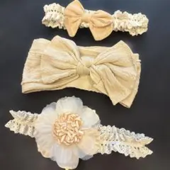 ベージュのヘアバンドセット