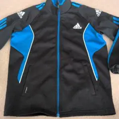 140cm　adidas ジャージ 上黒/青 ストライプ