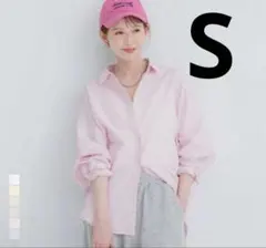 coca オックスドルマンボリュームスリーブシャツ　ピンク　ストライプ　S