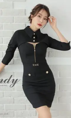 an 長袖　ミニドレス　ブラック　S