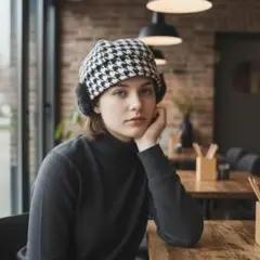 送込　耳あて付き帽子　頭サイズ55cm〜61cm