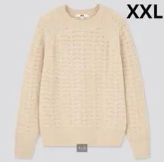 ユニクロ ライトスフレヤーン ポインテールクルーネックセーター XXL ベージュ