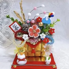 お正月飾り☆つまみ細工☆ちりめん細工☆ハンドメイド☆金俵☆豪華☆かがみ餅